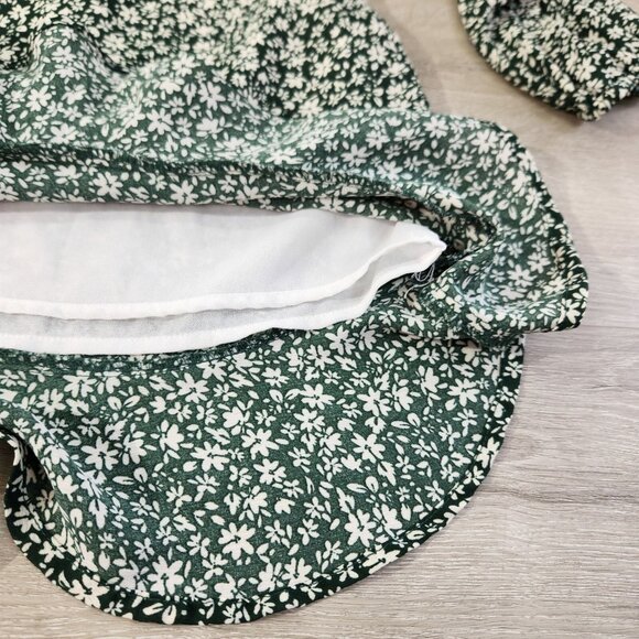 Lulus Green Floral Print Blooming Darlin Ruffled Mini Dress Womens Size M - Picture 13 of 15